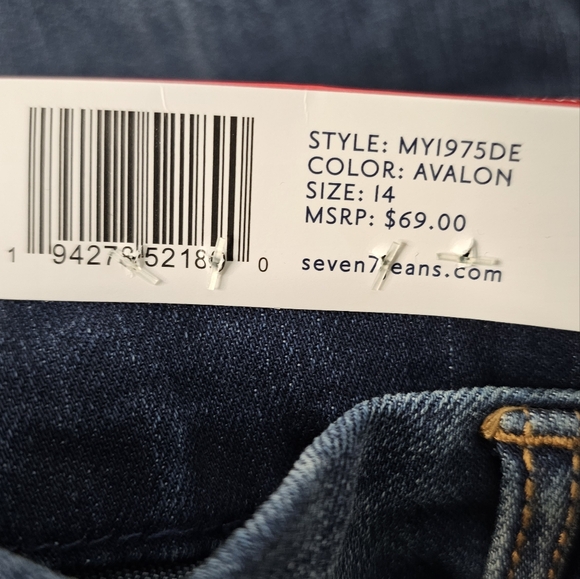 Seven7 Tummyless High Rise Skinny Jeans Dark Wash Avalon Size 14 - Picture 4 of 6